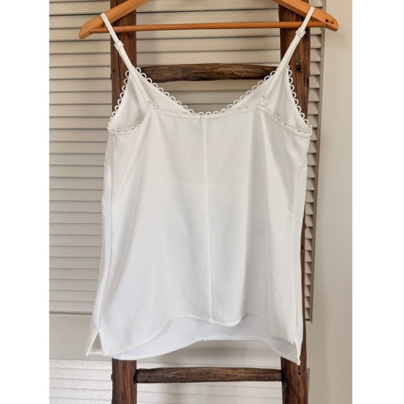 Ted Baker White Cami Top with Scalloped Trim Sleeveless Blouse Tank Size 1 - Picture 3 of 5